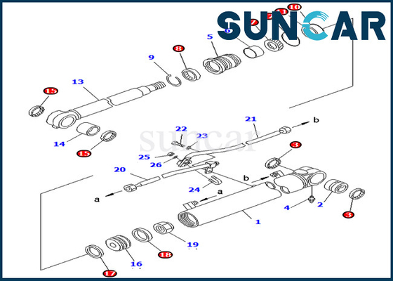 707-98-43210 7079843210 excavatrice Inner Parts de Kit Fits Komatsu PC75UD-2 PC75UU-3 de joint de cylindre de boom
