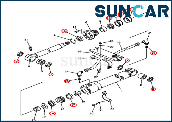 Bras 7079827500 de KOMATSU PC75UU-1 707-98-27500 scellant le kit de Kit Hydraulic Cylinder Repair Seal