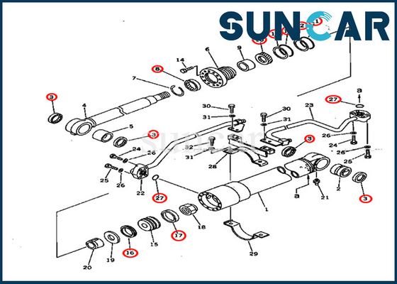 707-98-37600 7079837600 excavatrice de Kit Fits For Komatsu Models PC75UU-1 PW150-1 de joint de cylindre de boom