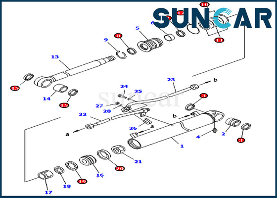707-98-43200 7079843200 kits de joint de réparation de Kit Komatsu PC75UU-2 PC78US-5 de service de cylindre de boom
