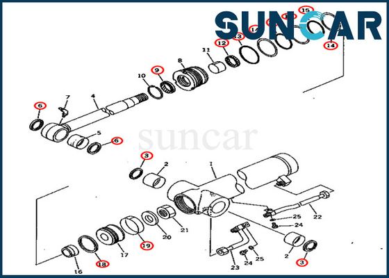 Cylindre 7079836600 du kit de réparation de joint de bras 707-98-36600 scellant Kit Fits Komatsu Excavator PC75UU-2 PC75UU-2E
