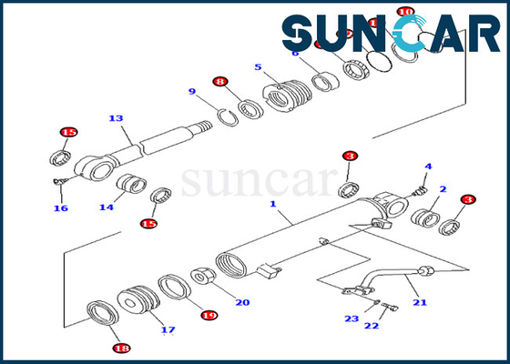 Service excentré Kit For Komatsu Inner Parts PC75UU-2 PC75UU-3 du cylindre 7079834560 des kits 707-98-34560 de joint de boom