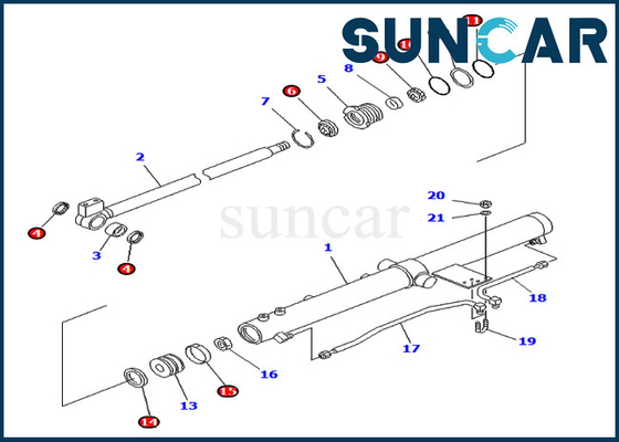 PC75UU-2 PC75UU-3 KOMATSU 707-98-24830 kit de joint de réparation de Slide Arm Cylinder de 7079824830 excavatrices