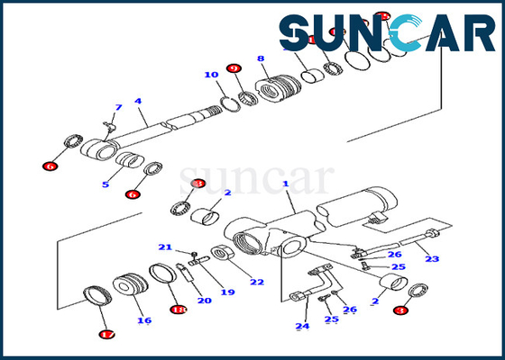 707-98-36630 7079836630 pièces intérieures d'équipement de Kit Service Kits For Komatsu de joint de cylindre du bras PC75UU-3