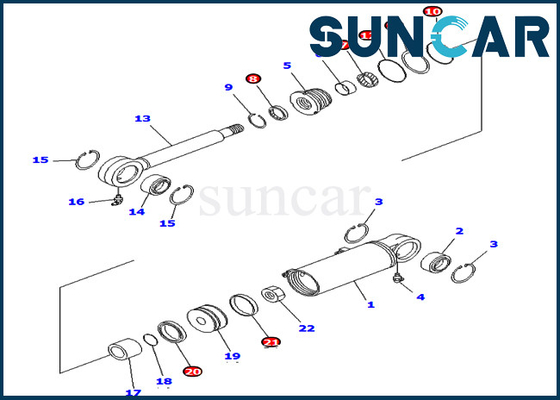 Excavatrice 7079822410 Tilt Sealing Kit Hydraulic Cylinder des kits de réparation de PC75UU-3 KOMATSU 707-98-22410