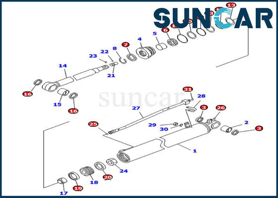 707-98-35310 7079835310 pièces intérieures de Kit Fits For PC78US-8 PC78MR-6 PC88MR-6 KOMATSU de joint de cylindre de bras