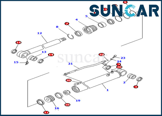 Kit 707-98-41330 de joint d'oscillation de boom réparation Kit Fits PC78MR-6 PC88MR-6 KOMATSU de 7079841330 cylindres
