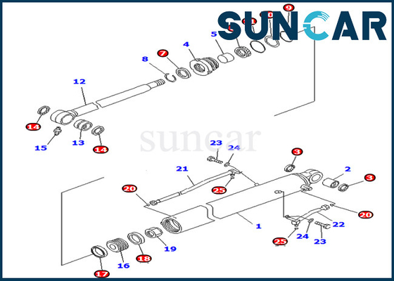KOMATSU 707-98-26720 7079826720 excavatrice de Kit Hydraulic Cylinder For PC78MR-6 PC78US-8 de réparation de joint de seau
