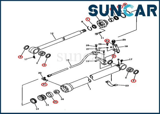 Le kit 20X-63-02030 20X6302030 PC80-3 PC80LC-3 de joint de réparation de seau modèle le kit de cachetage de cylindre de KOMATSU