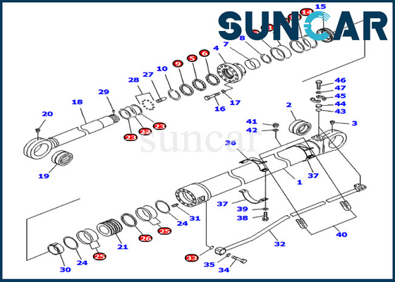 KOMATSU 707-99-76240 7079976240 excavatrice de Kit For PC800-8 PC800-8R PC800LC-8 de joint de service de cylindre de bras