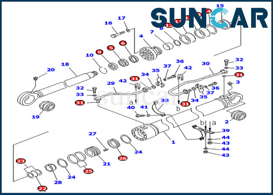 Kits de réparation de boom PC800-8 PC850-8 707-99-76230 7079976230 kits de cachetage de cylindre de KOMATSU