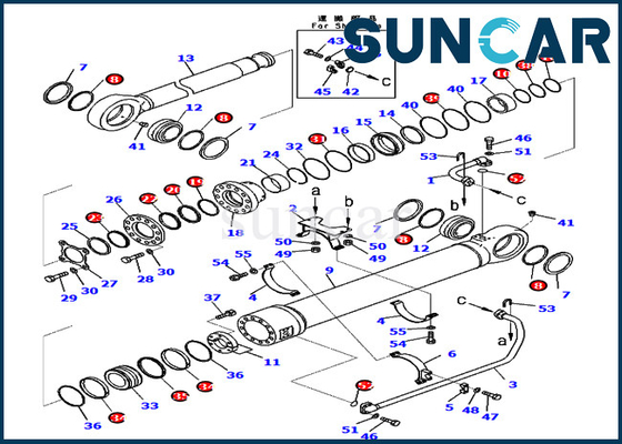 Kit 721-98-01590 de cachetage de seau phoque Kit Hydraulic Cylinder de réparation de 7219801590 PC800SE-8E0 KOMATSU