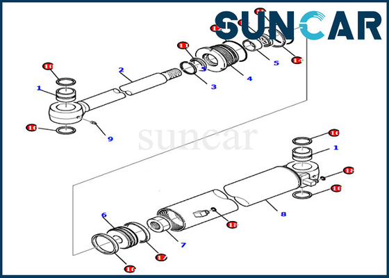 707-98-35320 7079835320 kits de service de cylindre d'oscillation de boom pour les pièces intérieures des modèles PC80MR-3 PC80MR-5 KOMATSU