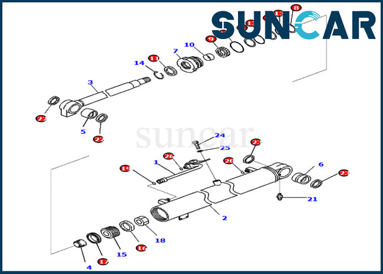 Kit 707-98-36740 de cachetage de boom de KOMATSU 7079836740 kit de joint de réparation de cylindre de PC88MR-10 PW98MR-10