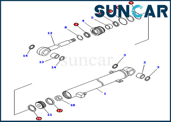 Phoque Kit Hydraulic Cylinder For de bras 707-98-03040 machine lourde de 7079803040 PC02-1 KOMATSU