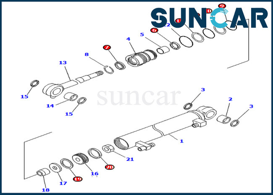Excavatrice Sealing Kit 707-98-03030 7079803030 kits de réparation de joint de cylindre de boom de PC02-1 KOMATSU
