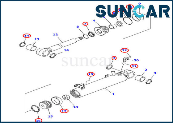 707-98-22910 phoque Kit Fits D31EX-21 D31PX-21 KOMATSU de cylindre hydraulique d'ascenseur