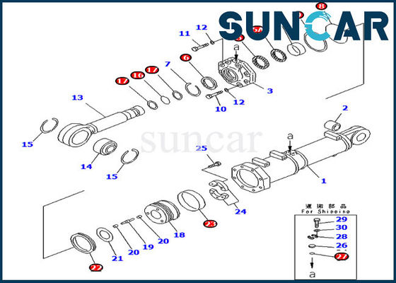 707-99-74460 cylindre de déportance de pale scellant le bouteur D375A-3 de lancement de Kit Komatsu Service Kit For