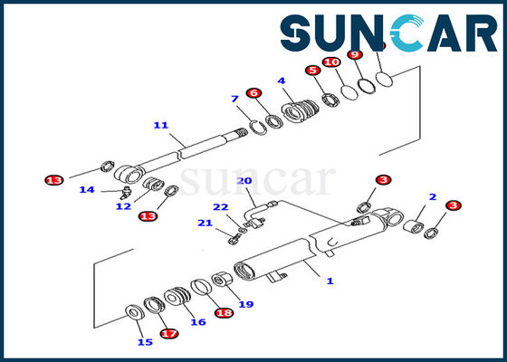 707-98-12260 le modèle Bucket Cylinder Inner d'excavatrice de KOMATSU PC25R-8 partie le kit de scellage
