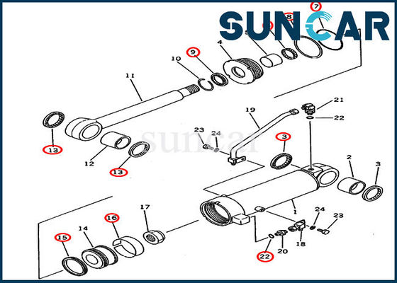 Service intérieur Kit Cylinder Seal Kit de ripper des parties 707-98-41130 de KOMATSU du bouteur D41E-6