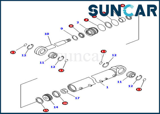 707-98-42420 les kits de joint de cylindre de réparation d'angle de pale adapte le bouteur D41E-6 D41P-6 de chenille de KOMATSU