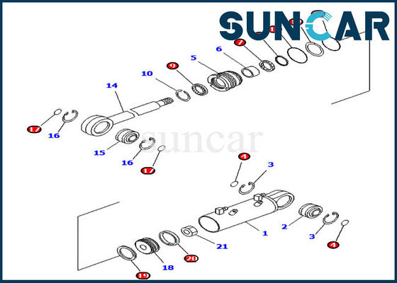 Kits de rechange de KOMATSU du kit 707-99-34590 de joint de cylindre de déportance de pale pour le bouteur de D41P-6K