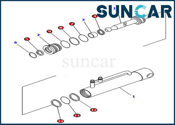 Phoque Kit For Komatsu D475A-3 de réparation de cylindre hydraulique de la résistance à la corrosion 707-99-11010