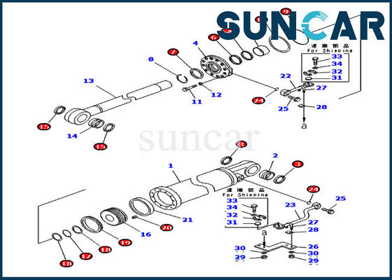 707-99-75600 cylindre Kit Fits Komatsu D475A-5A d'ascenseur de ripper de 7079975600 de bouteur kits de joint