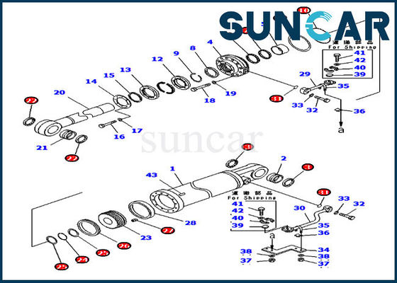 707-99-75530 kits de joint de réparation de cylindre d'ascenseur de ripper pour le bouteur de D475A-5 KOMATSU