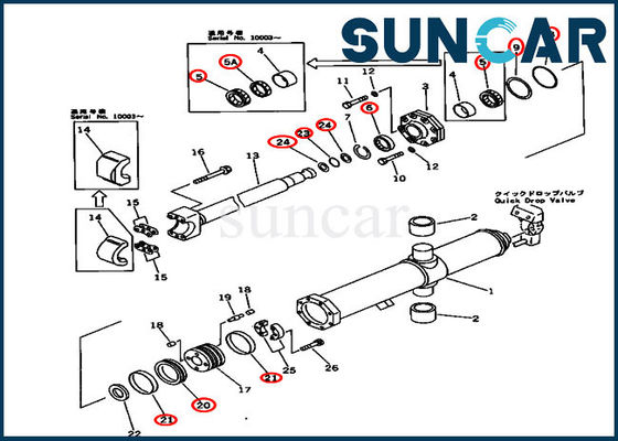 707-98-75410 kits hydrauliques de rechange de cylindre du kit D575A-2 KOMATSU de service d'ascenseur de lame