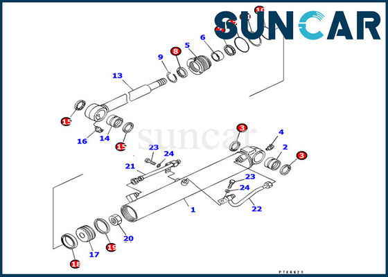 707-98-14610 réparation Kit Fits Excavator PC8uu-3 R3eplacement d'OEM KOMATSU de kit de joint de cylindre de seau