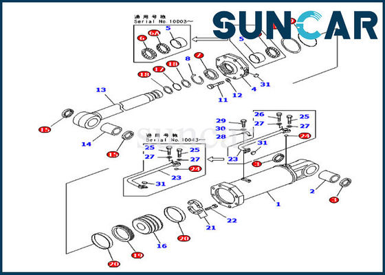 707-98-84420 service Kit Cylinder Repair Seal Kit d'ascenseur de ripper pour le bouteur de KOMATSU D575A-2