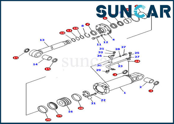 Réparation Kit Hydraulic Oil Seal Kit de cylindre d'inclinaison de ripper des parties 707-98-84450 de D575A-2 KOMATSU