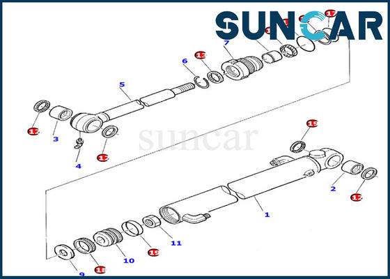 878000389 kit intérieur de joint de réparation de cylindre de seau de l'excavatrice PC10-7 de KOMATSU de garniture de joint
