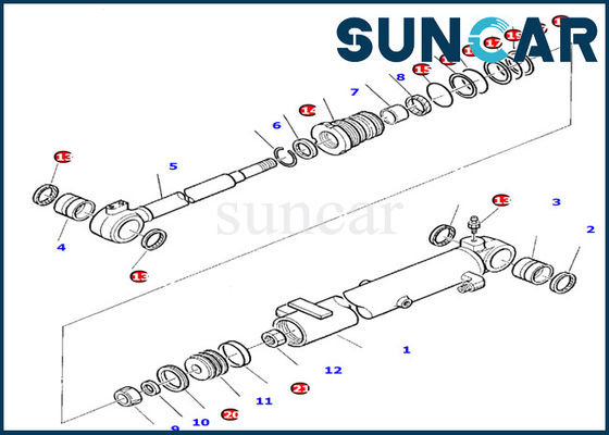 878000394 remplacement hydraulique d'Inner Oil Seal d'excavatrice de Kit Fits Komatsu PC10-7 de joint de cylindre de boom