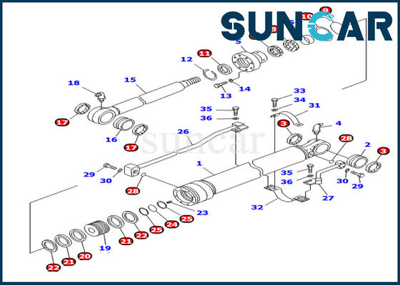 Kit de graissage de Kit Inner Repair Oil Seal de service de cylindre de seau des parties 707-98-27620 de KOMATSU PC100-6 long
