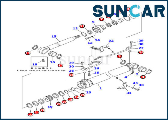 707-98-36250 phoque intérieur Kit Parts de réparation de Boom Cylinder Service Kit Komatsu PC100-6Z d'excavatrice