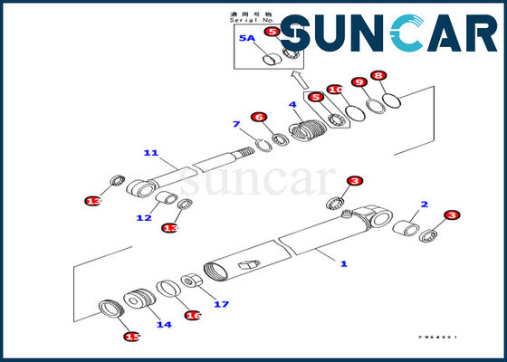 Excavatrice Sealing 707-98-10820 pièces intérieures des kits PC10MR-1 KOMATSU de joint de cylindre de bras
