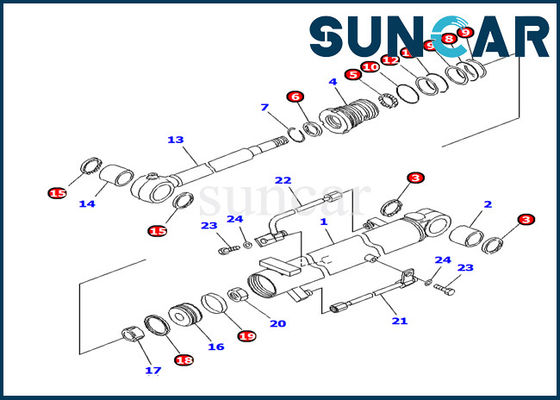 707-98-10940 kits de joint de réparation de cylindre de boom de KOMATSU pour PC10MR-1 l'excavatrice Inner Parts