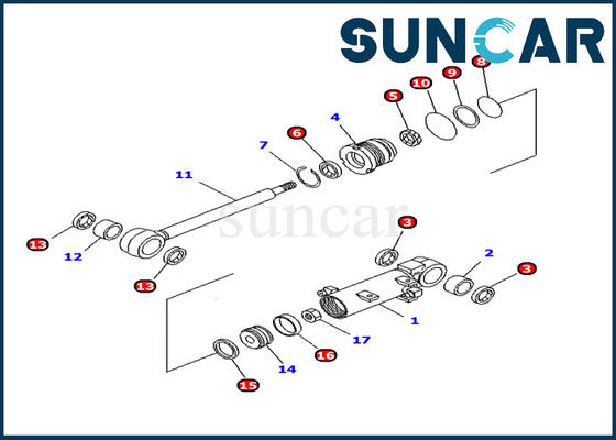 707-98-11240 excavatrice Inner Parts du kit PC10MR-1 de service de cylindre d'ascenseur de lame de pièces d'OEM de KOMATSU