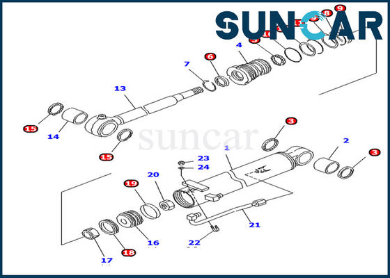 Excavatrice hydraulique de Kit For Komatsu PC10UU-3 de service de cylindre de boom du kit 707-98-13880 de joint