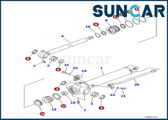 707-98-22820 excavatrice Models de Kit Komatsu Service Kit Fits PC20MR-1 PC30UU-3 de joint de cylindre de bras