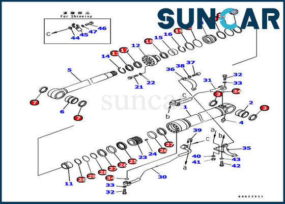 Kits de service de machines de Komatsu d'excavatrice du kit 707-99-67090 de joint de cylindre de bras de PC380 PC400
