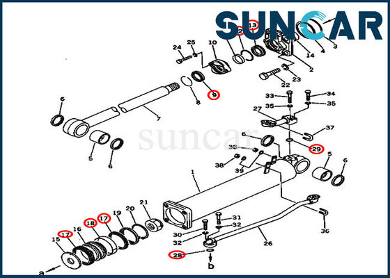 Phoque hydraulique Kit Cylinder Replacement Kits For D57S-1B D57S-1 KOMATSU d'ascenseur des joints 135-63-05060