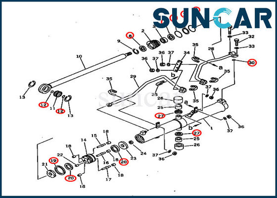 Kit de réparation hydraulique de cylindre d'ascenseur de lame des kits 707-98-36450 de joint de D60A-8 KOMATSU 7079836450