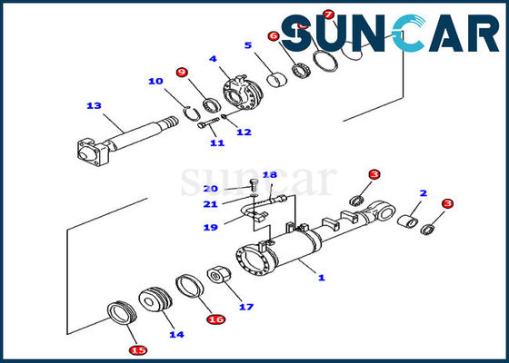 707-98-52140 bouteur droit hydraulique d'inclinaison de Kit For D61EX-12 de joint de réparation de KOMATSU de cylindre d'inclinaison