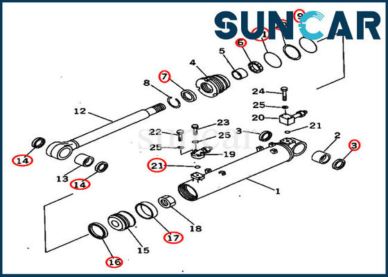 707-98-40020 ajustements de ébarbage KOMATSU D65EX-12 de kits de joint de bouteur du kit de réparation de cylindre 7079840020