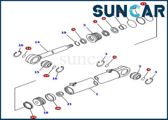 707-99-35170 service Kit Hydraulic Oil Seal Kit de cylindre d'angle pour le bouteur de chenille de D61EX-12 KOMATSU