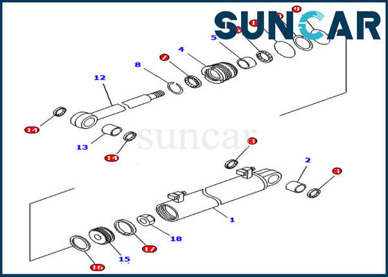 Kits de rechange de KOMATSU du kit 707-98-34580 de joint de cylindre d'ascenseur pour le bouteur d'inclinaison de puissance d'angle de puissance