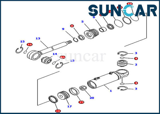 Pièces de réparation hydrauliques de KOMATSU de joints du kit 707-98-43620 de joint de cylindre d'inclinaison de bouteur